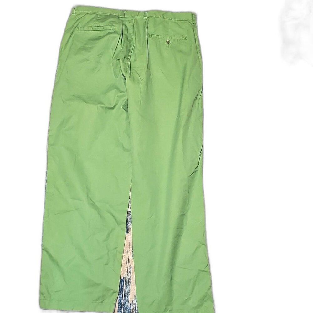 J.Crew Men's Green Cotton Casual Pants Straight Leg Flat Front Button Zip - Picture 4 of 7